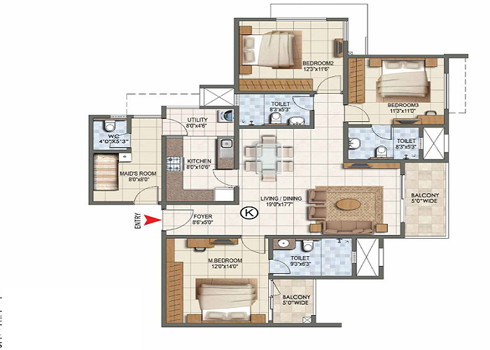 Featured Image of Prestige Springwood 3 BHK Floor Plan